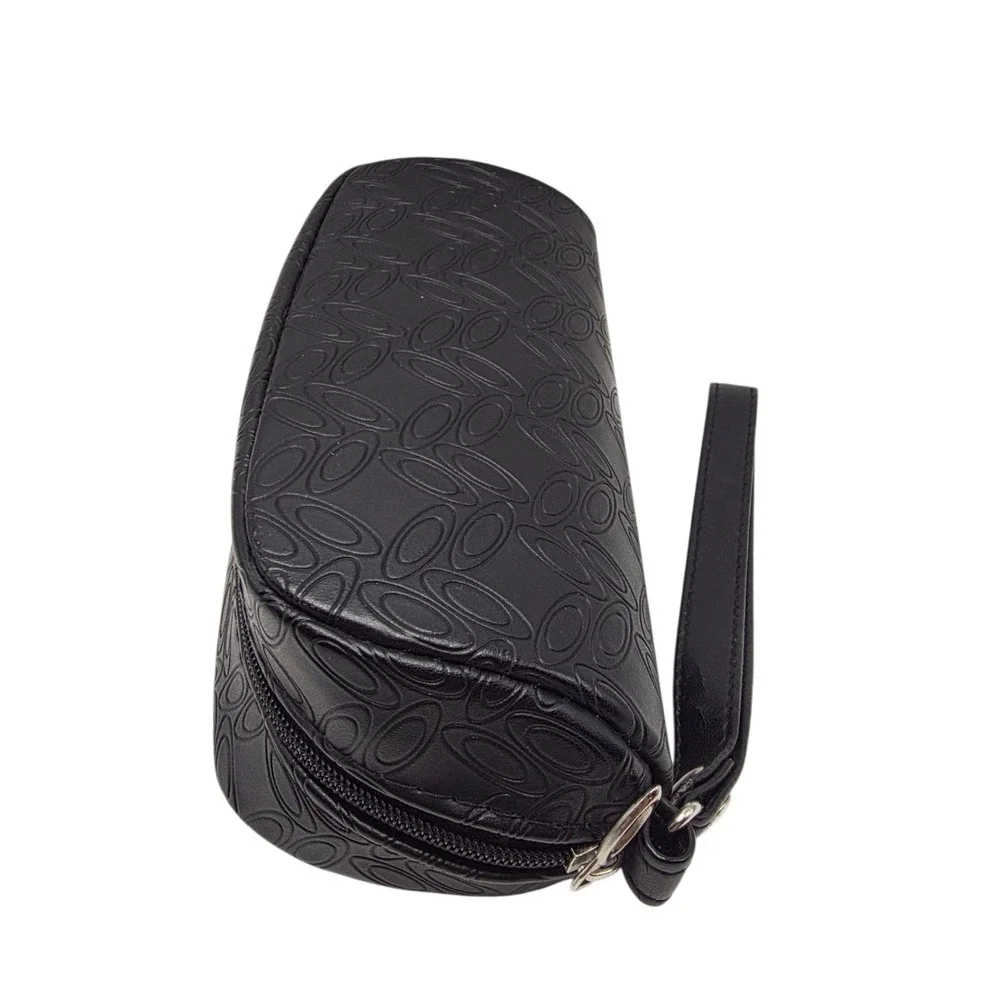 Black Oakley Logo Sunglasses Faux Leather Soft Zipper Case W/Wristlet Loop